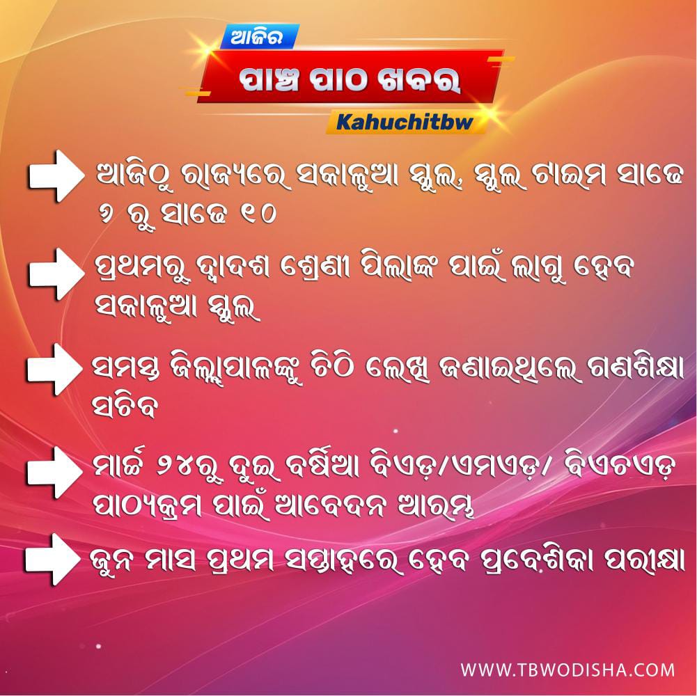 21-Mar-2025 ପାଞ୍ଚ ପାଠ ଖବର