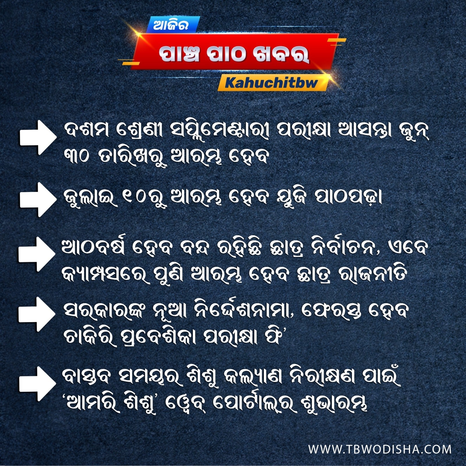 24-June-2025 ପାଞ୍ଚ ପାଠ ଖବର
