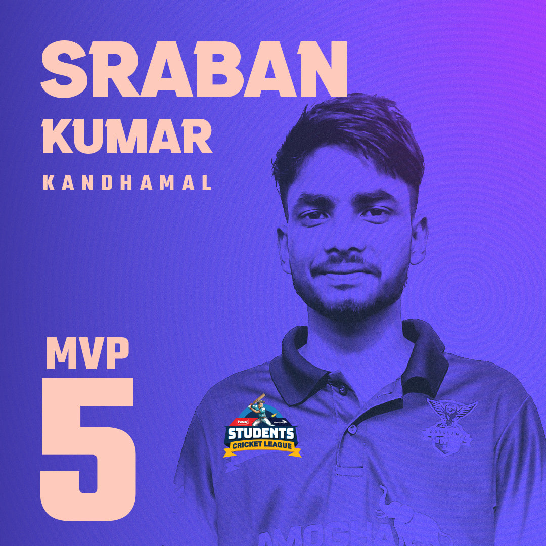 Sraban Kumar of Kandhamal was the No-5 MVP of TBW Students Cricket League Season-2