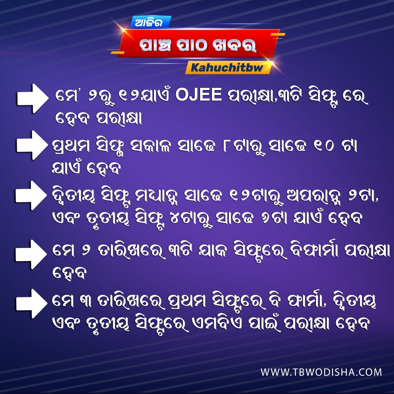 29-Apr-2025 ପାଞ୍ଚ ପାଠ ଖବର