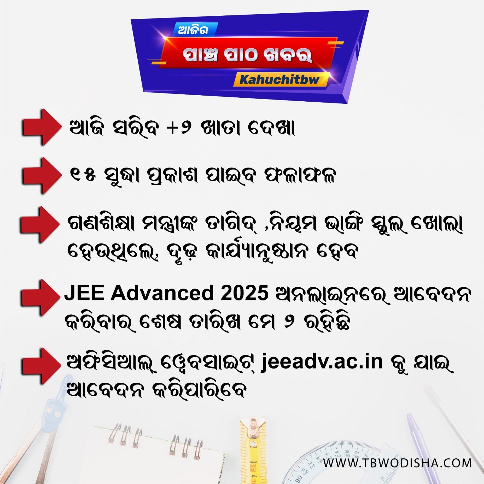 30-Apr-2025 ପାଞ୍ଚ ପାଠ ଖବର