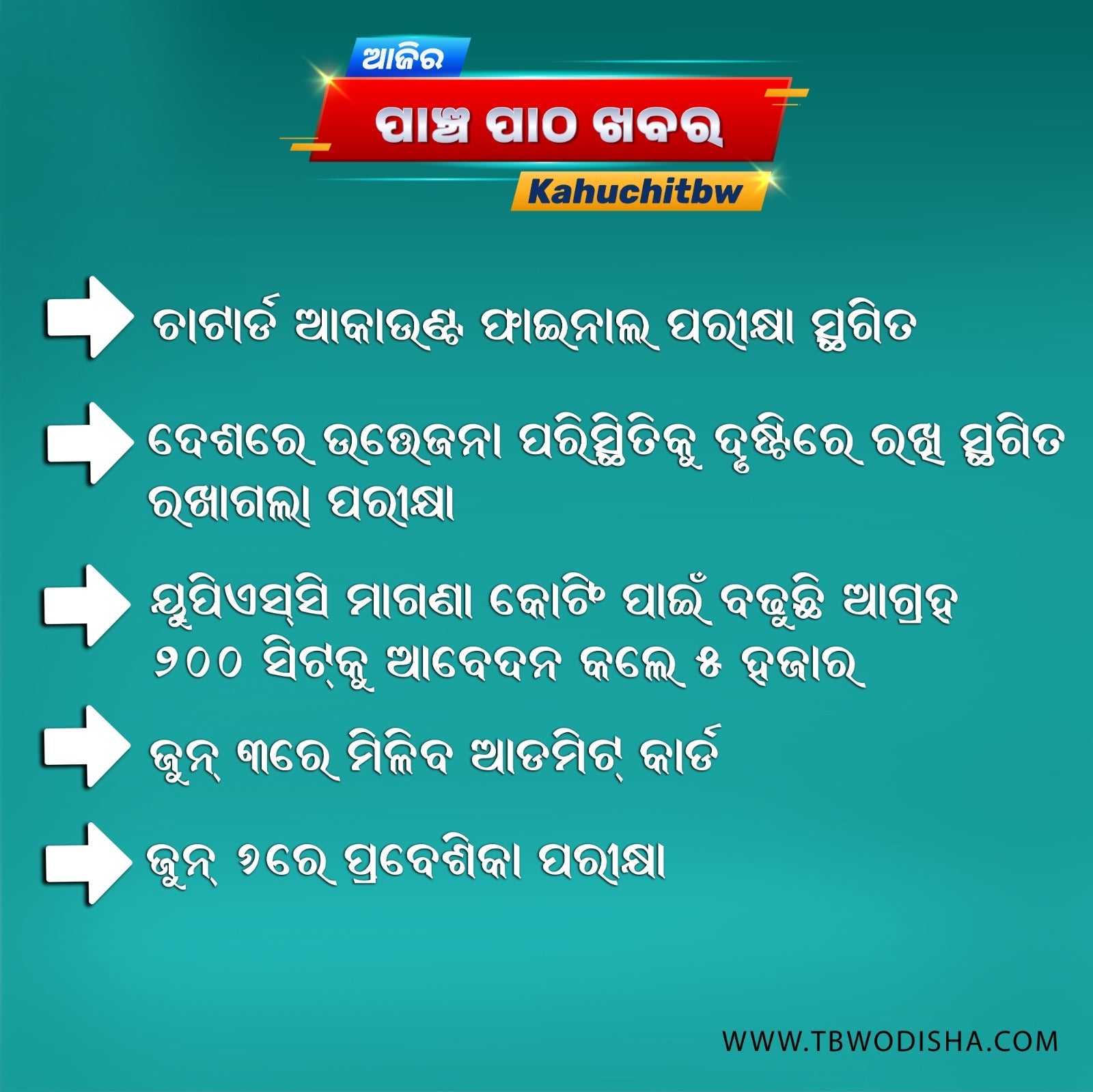 10-May-2025 ପାଞ୍ଚ ପାଠ ଖବର