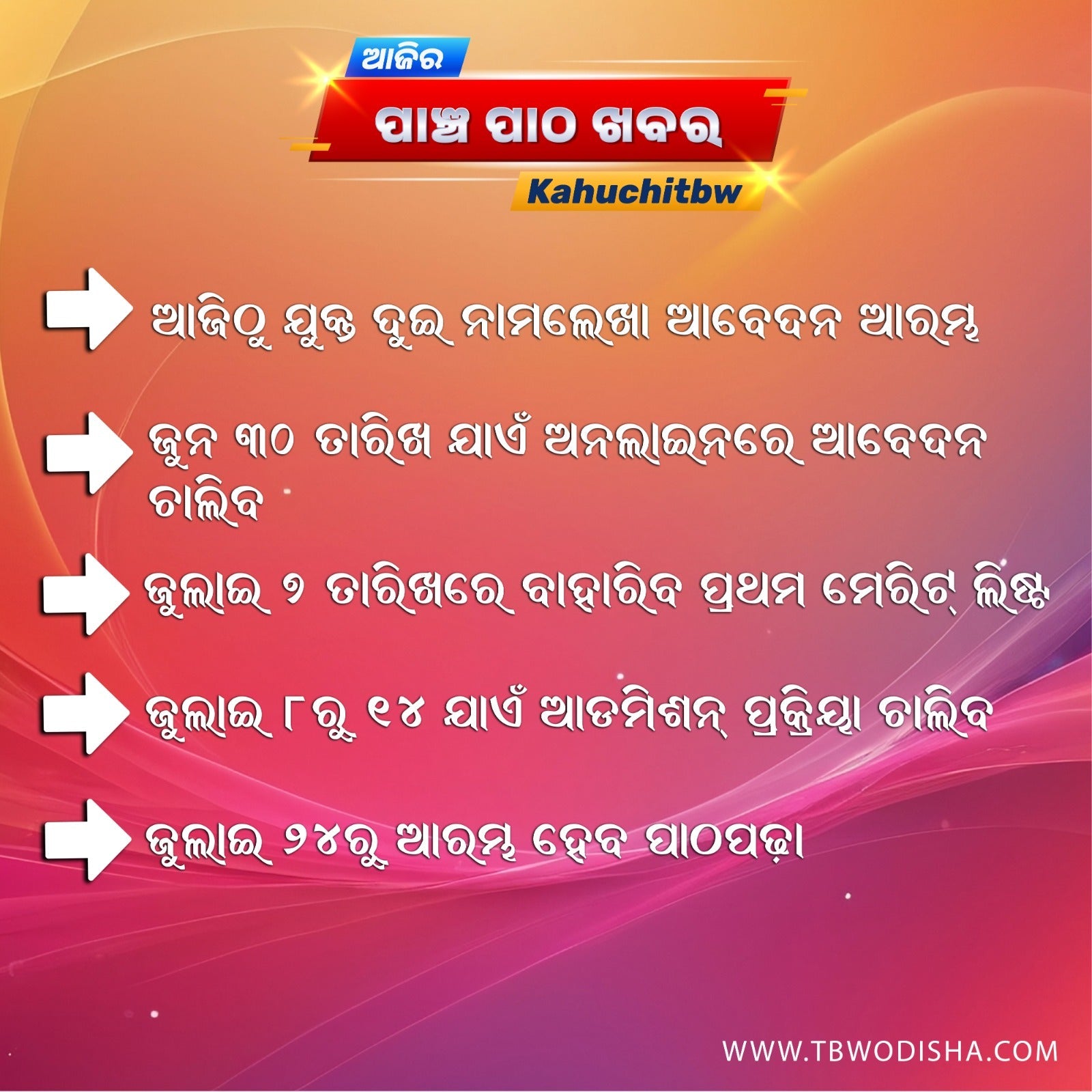 24-May-2025 ପାଞ୍ଚ ପାଠ ଖବର