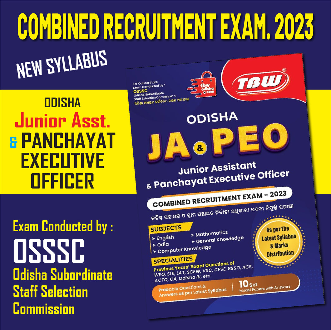 TBW Odisha JA & PEO Entrance Exam Guide Junior Asst & Panchayat Executive Officers